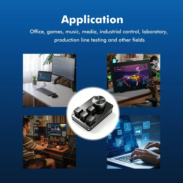 Alt view image 7 of 7 - Macro Pad Programmable Custom 4-Key Mini Mechanical Gaming One Handed Keyboard BT RGB OSU Multifunctional Knob with Type C Update Software in USB Drvie(Upgraded Wired with RGB Lights Black)
