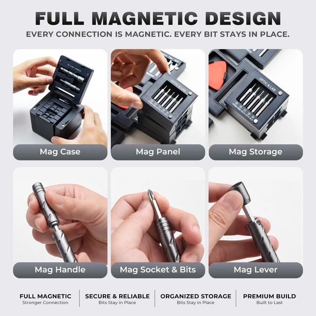 Alt view image 3 of 7 - 55-in-1 Precision Magnetic Screwdriver Set, Foldable Electronics Repair Tool Kit with Transformable T-Handle, CR-V Steel Bits, Mini Screwdriver Kit for Laptop, PC, Phone, Watch, Eyeglasses
