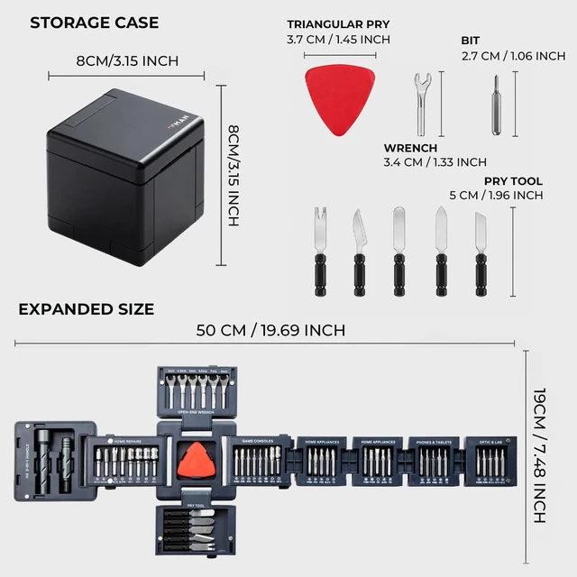 Alt view image 4 of 7 - 55-in-1 Precision Magnetic Screwdriver Set, Foldable Electronics Repair Tool Kit with Transformable T-Handle, CR-V Steel Bits, Mini Screwdriver Kit for Laptop, PC, Phone, Watch, Eyeglasses