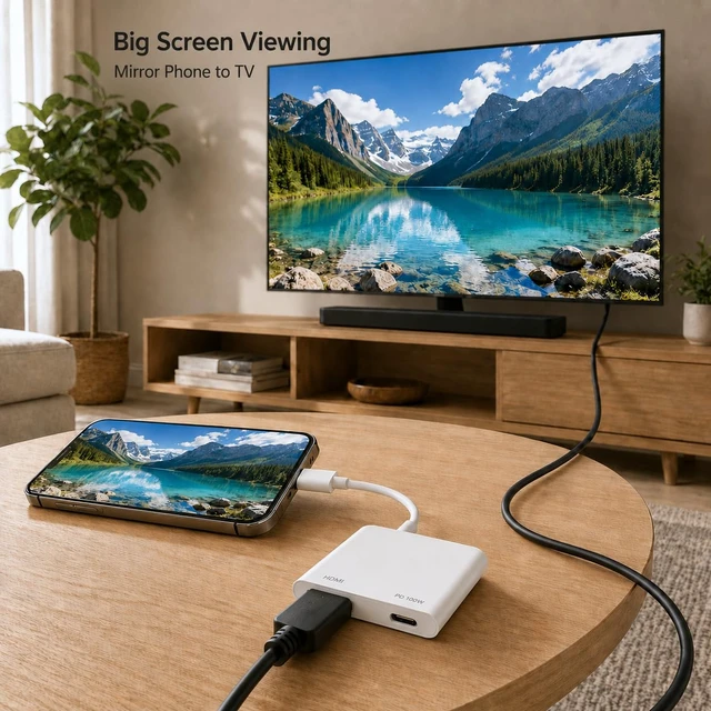 Alt view image 7 of 7 - USB C to HDMI Adapter 4K@60Hz with 100W PD Charging, USB-C to HDMI Converter for Monitor, TV, Projector, Plug & Play Type-C HDMI Adapter Compatible with MacBook Pro/Air, iPad Pro, Samsung, Dell XPS