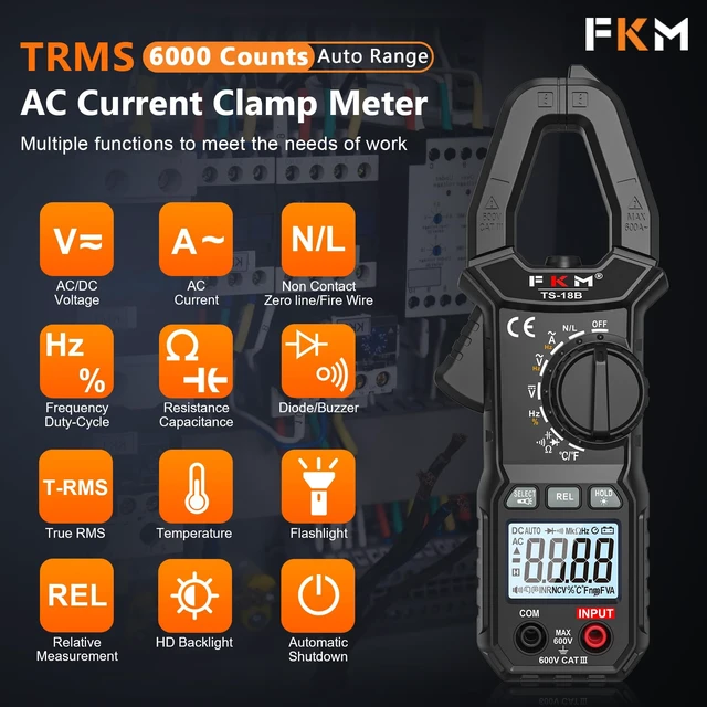 Alt view image 2 of 7 - Clamp Meter,TRMS 6000 Counts,Digital Clamp Multimeter Voltage Tester | Auto-ranging Volt Meter,600 Amp AC Current,AC/DC Voltage,NCV,Capacitance,Resistance,Continuity,Hz/Duty Cycle,Diode,TempTest
