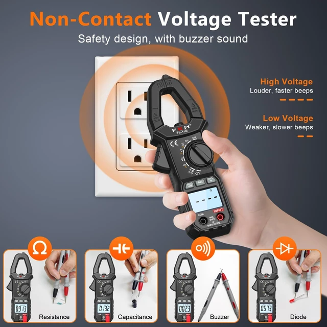 Alt view image 3 of 7 - Clamp Meter,TRMS 6000 Counts,Digital Clamp Multimeter Voltage Tester | Auto-ranging Volt Meter,600 Amp AC Current,AC/DC Voltage,NCV,Capacitance,Resistance,Continuity,Hz/Duty Cycle,Diode,TempTest