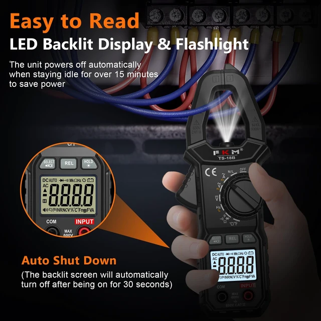 Alt view image 6 of 7 - Clamp Meter,TRMS 6000 Counts,Digital Clamp Multimeter Voltage Tester | Auto-ranging Volt Meter,600 Amp AC Current,AC/DC Voltage,NCV,Capacitance,Resistance,Continuity,Hz/Duty Cycle,Diode,TempTest