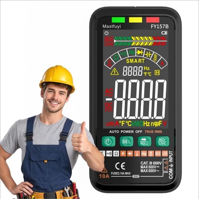 Main image of 6000 Counts TRMS Digital Multimeter,Rechargeable Electrical Tester | Auto Ranging Digital Voltmeter,Measures Voltage Current Resistance Continuity Capacitance Temperature Frequency