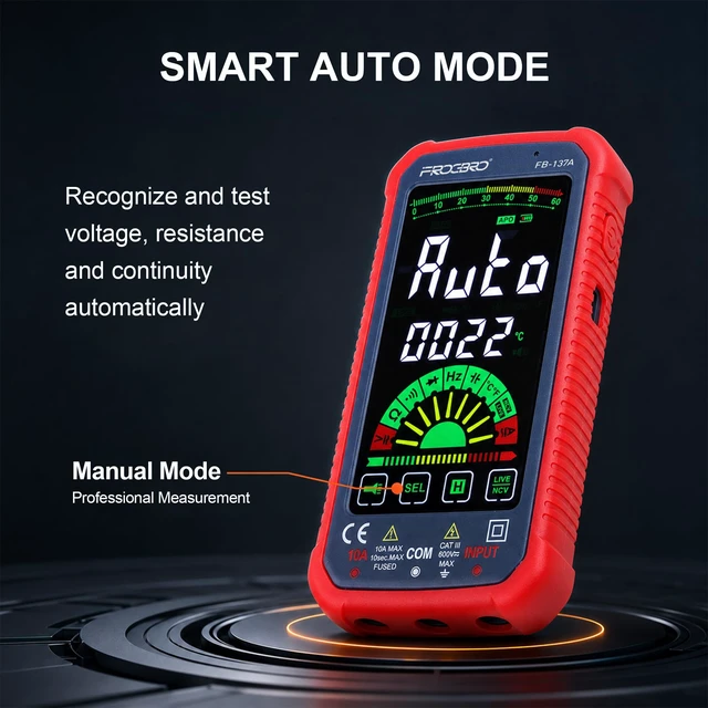 Alt view image 2 of 7 - Digital Multimeter 6000 Counts True RMS Auto Ranging AC/DC Voltage Tester | USB Rechargeable Smart Voltage Multimeter with Large Color Screen, NCV Capacitance Meter, Digital Voltmeter Multi Meter