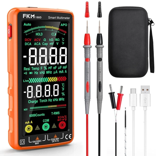 Main image of Smart Digital Multimeter Tester TRMS 6000 Counts,Rechargeable Voltmeter | 5"Color LCD,Auto-Ranging Automotive Multimeter,for AC/DC Current,AC/DC Voltage,NCV,Ohm,Capacitance,Resistance,Continuity,Temp