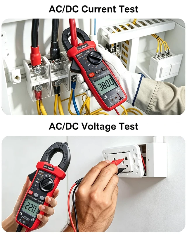 Alt view image 4 of 7 - Digital Clamp Meter, 6000 Counts, Measures High AC/DC Current 600A, 600V AC/DC Voltage, Multimeter, Voltage Meter, Backlit Display, Amp Meter, Electrician Tools, with Alligator Clips