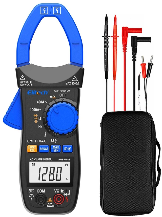Main image of CM-110AC Clamp Meter, AC Current 1000A, HVAC Multimeter | 1000A AC Current, 1000V AC/DC Voltage, True RMS Multimeter with NCV, Capacitance, Temperature & Frequency Measurement