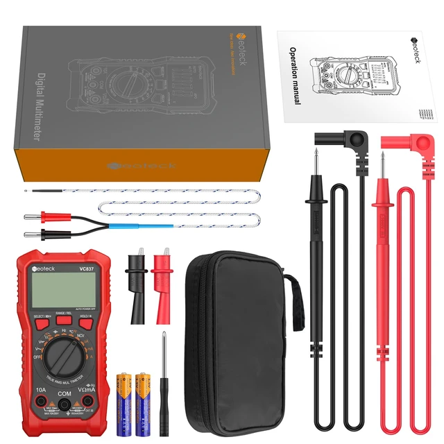 Alt view image 7 of 7 - 6000 Counts True RMS Digital Multimeter,Auto Range Multimeter | AC/DC Voltage Current Resistance Capacitance Frequency Temperature Duty Cycle Voltmeter for Home Automotive Electrician-Red
