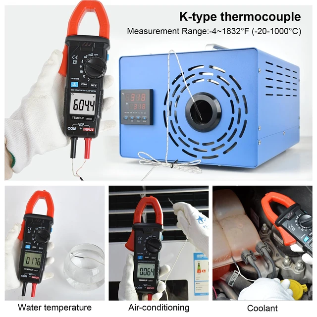 Alt view image 7 of 7 - Digital Clamp Meter Multimeter, TRMS 6000 Counts 600A Current Amp Volt Meter, Auto-Ranging Voltage Tester Measures AC DC Current Voltage Resistance Capacitance Temperature Diodes Continuity NCV