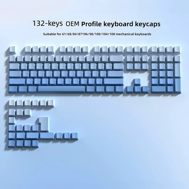 Alt view image 2 of 6 - Shine Through keycaps Set,Double Shot PBT keycaps Gradient | Side Print keyboard keycaps,OEM Profile custom Key caps for Mechanical Keyboards 60% 65% 75% 100% TKL Layout,Blue