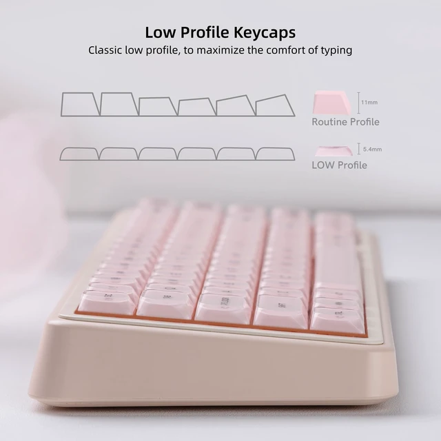 Alt view image 5 of 6 - Low Profile Keycaps, Jelly Pink Keycaps, Shine Through Key caps | 127 Keys Custom Keycaps for Mechanical Keyboard 60% 65% 75% 80% 100% Cherry Gateron MX Switches