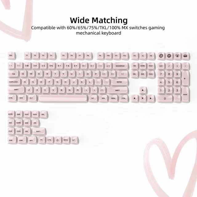 Alt view image 6 of 6 - Low Profile Keycaps, Jelly Pink Keycaps, Shine Through Key caps | 127 Keys Custom Keycaps for Mechanical Keyboard 60% 65% 75% 80% 100% Cherry Gateron MX Switches