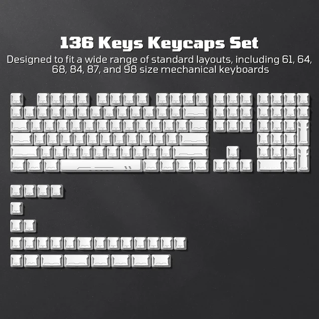 Alt view image 6 of 7 - Double Shot PBT Keycaps Set, Side Print Shine Through Cherry Profile | Custom Keycaps 60 65 75 100 Percent 136 Keys for 61/64/68/84/87/100/104/108 Gaming Mechanical Keyboard, Mecha
