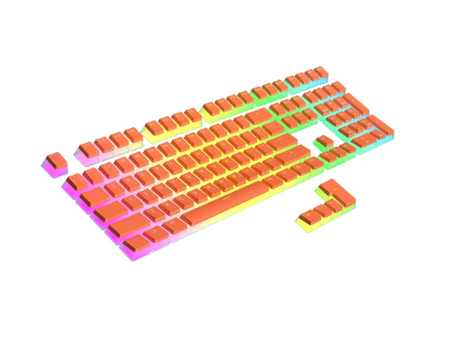 Alt view image 7 of 7 - Pudding PBT Keycaps | 112 Double Shot Translucent ANSI US & ISO Layout | OEM Profile for RGB Mechanical Gaming Keyboard (Coral)