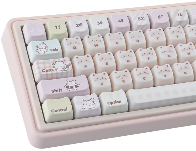 Main image of PBT+PC Keycaps Ceramic Jade Greedy Cat Cute Keycaps | 135 Keys Translucent Jelly Keycap Mao Profile Creamy Custom Keycap for Cherry Gateron MX Swithes Mechanical Keyboards