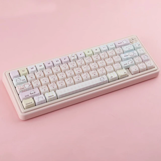 Alt view image 5 of 7 - PBT+PC Keycaps Ceramic Jade Greedy Cat Cute Keycaps | 135 Keys Translucent Jelly Keycap Mao Profile Creamy Custom Keycap for Cherry Gateron MX Swithes Mechanical Keyboards