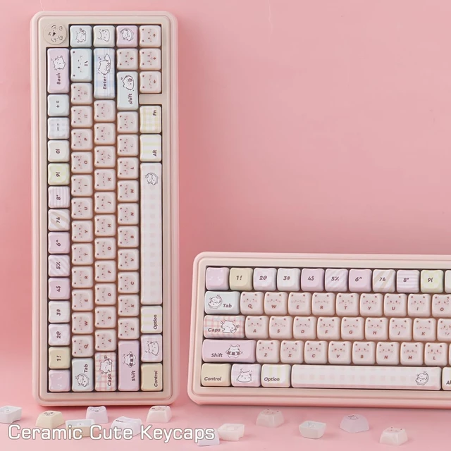 Alt view image 4 of 7 - PBT+PC Keycaps Ceramic Jade Greedy Cat Cute Keycaps | 135 Keys Translucent Jelly Keycap Mao Profile Creamy Custom Keycap for Cherry Gateron MX Swithes Mechanical Keyboards