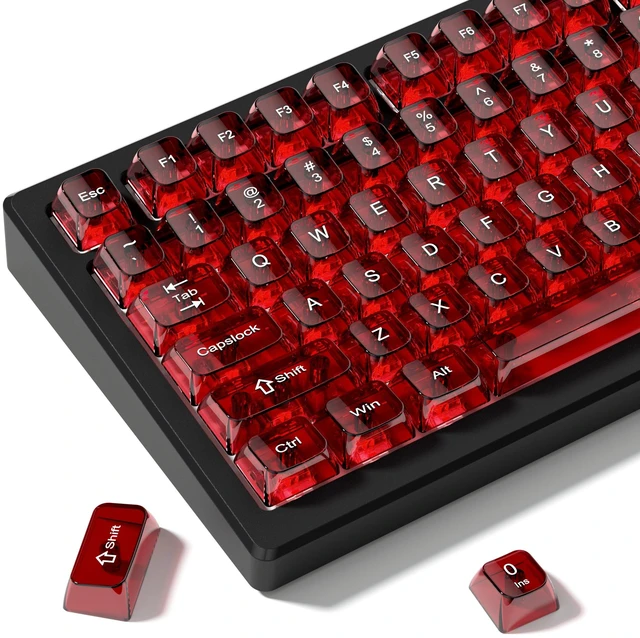 Main image of Clear keycaps Set,Translucent Keyboard keycaps,Jelly Key caps | Shine Through keycap Glossy,Transparent MDA Profile Custom keycaps for Mx Switches Mechanical Keyboard(115-keys,Dark Red)