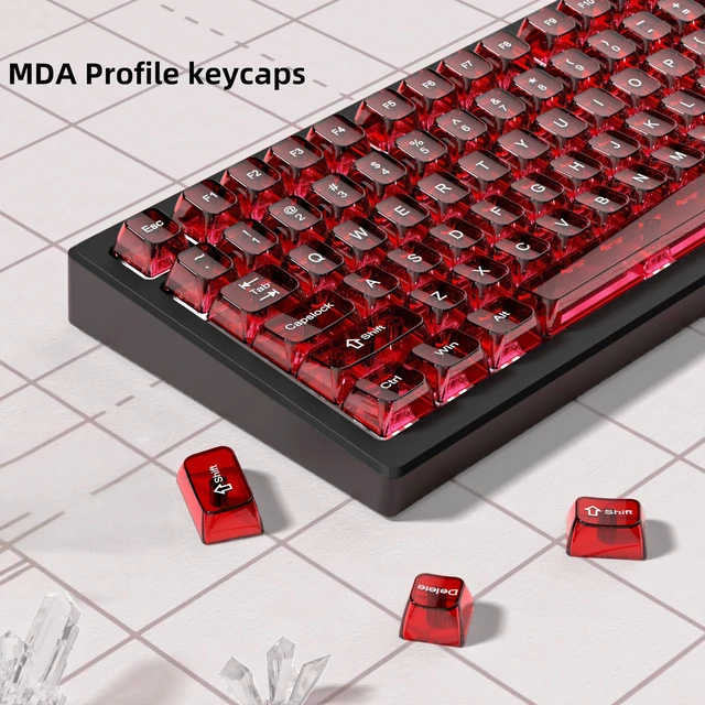 Alt view image 3 of 6 - Clear keycaps Set,Translucent Keyboard keycaps,Jelly Key caps | Shine Through keycap Glossy,Transparent MDA Profile Custom keycaps for Mx Switches Mechanical Keyboard(115-keys,Dark Red)