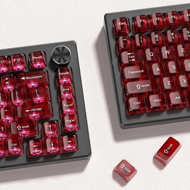 Alt view image 4 of 6 - Clear keycaps Set,Translucent Keyboard keycaps,Jelly Key caps | Shine Through keycap Glossy,Transparent MDA Profile Custom keycaps for Mx Switches Mechanical Keyboard(115-keys,Dark Red)