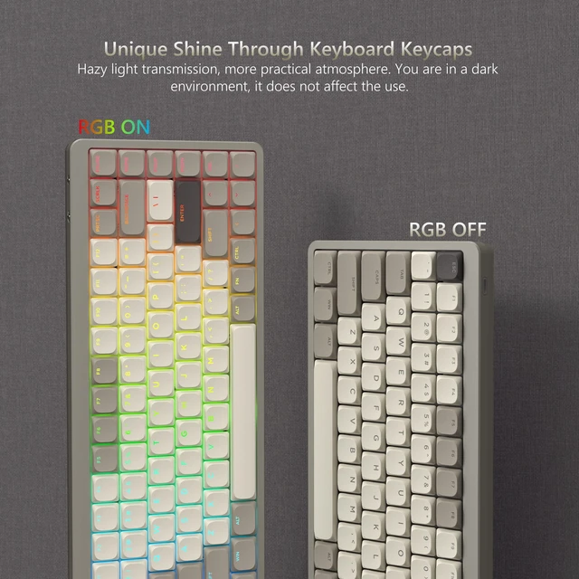 Alt view image 5 of 7 - Low Profile Keycaps - Shine Through PBT Keycaps | 60 65 75 100 Percent, Mechanical Keyboard Keycaps for Cherry Gateron MX Switches Keyboard - Khaki Grey