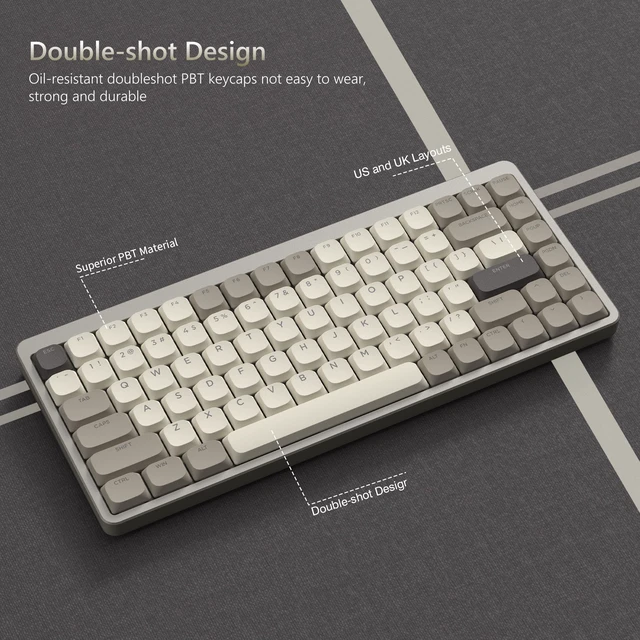 Alt view image 7 of 7 - Low Profile Keycaps - Shine Through PBT Keycaps | 60 65 75 100 Percent, Mechanical Keyboard Keycaps for Cherry Gateron MX Switches Keyboard - Khaki Grey