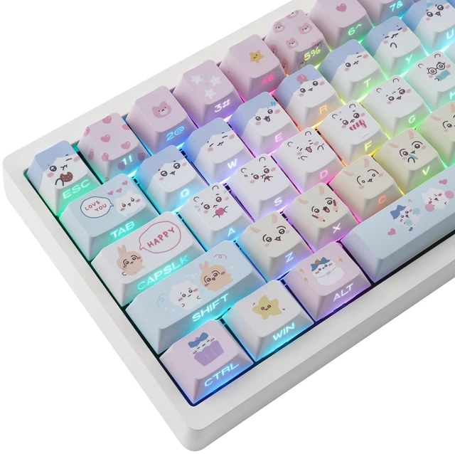 Main image of PBT Keycaps - Side Printed Keycap,136 Keys Cute Kawaii Cat Keycaps | Shine Through Cherry Profile Custom Keyboard Keycap for Cherry MX Switches Mechanical Keyboards