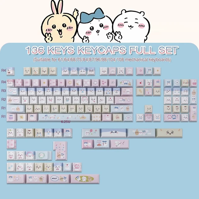 Alt view image 4 of 7 - PBT Keycaps - Side Printed Keycap,136 Keys Cute Kawaii Cat Keycaps | Shine Through Cherry Profile Custom Keyboard Keycap for Cherry MX Switches Mechanical Keyboards