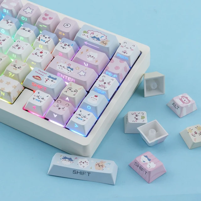 Alt view image 7 of 7 - PBT Keycaps - Side Printed Keycap,136 Keys Cute Kawaii Cat Keycaps | Shine Through Cherry Profile Custom Keyboard Keycap for Cherry MX Switches Mechanical Keyboards