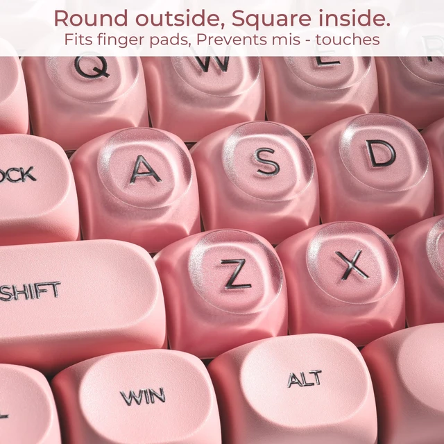 Alt view image 3 of 6 - XVX Blush Pink Jelly Keycaps 132 Keys MX Mechanical Keyboard Custom Set | HOA profile keycaps, full 132-key set compatible with MX switches, matte smooth texture for mechanical keyboard