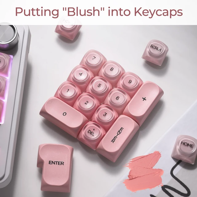 Alt view image 5 of 6 - XVX Blush Pink Jelly Keycaps 132 Keys MX Mechanical Keyboard Custom Set | HOA profile keycaps, full 132-key set compatible with MX switches, matte smooth texture for mechanical keyboard