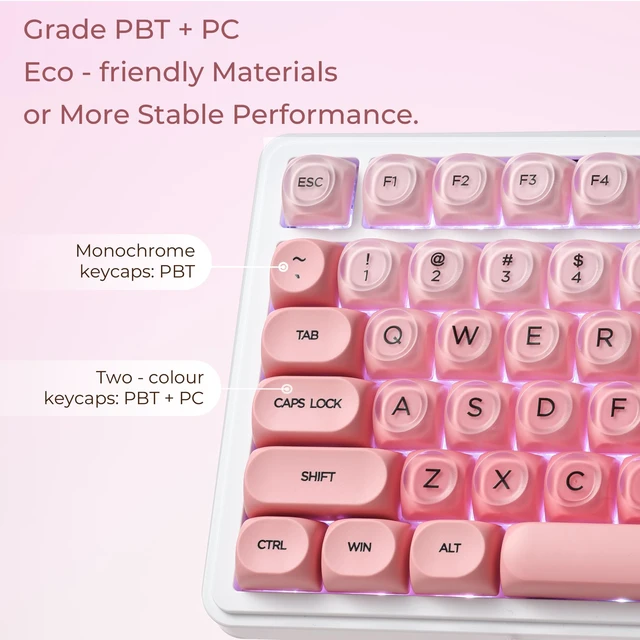 Alt view image 4 of 6 - XVX Blush Pink Jelly Keycaps 132 Keys MX Mechanical Keyboard Custom Set | HOA profile keycaps, full 132-key set compatible with MX switches, matte smooth texture for mechanical keyboard