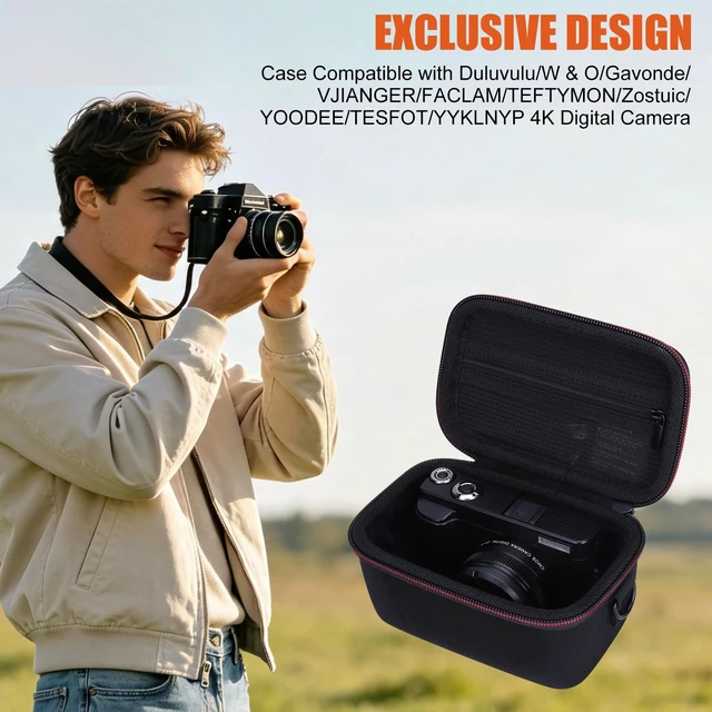 Alt view image 6 of 7 - 4K Digital Camera Case Compatible with Duluvulu/W&O/Gavonde/VJIANGER/FACLAM Hard Travel Carrying Case for Duluvulu/W&O/Gavonde/VJIANGER/FACLAM/TEFTYMON/Zostuic/YOODEE/TESFOT/YYKLNYP 4K Digital Camera