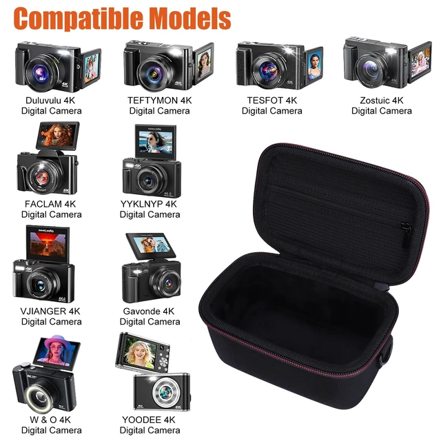 Alt view image 5 of 7 - 4K Digital Camera Case Compatible with Duluvulu/W&O/Gavonde/VJIANGER/FACLAM Hard Travel Carrying Case for Duluvulu/W&O/Gavonde/VJIANGER/FACLAM/TEFTYMON/Zostuic/YOODEE/TESFOT/YYKLNYP 4K Digital Camera