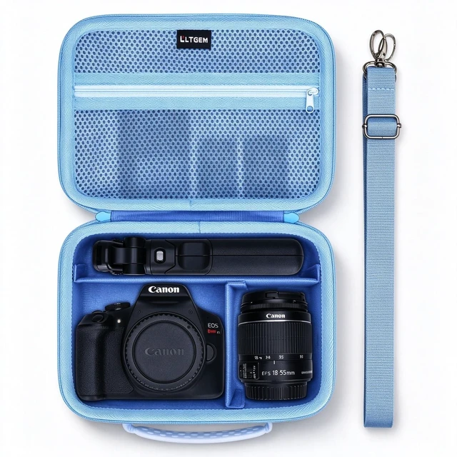 Main image of Hard Camera Case Bag for Canon EOS Rebel T7/R50//R100 DSLR, Blue | Compatible withCanon EOS Rebel T7/T100/T6/R100/R50/R5/ R7/R8/R6 Mark II DSLR Camera and Lens, Camera Travel Bag