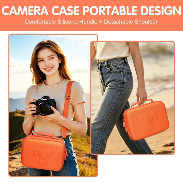 Alt view image 3 of 7 - Hard Camera Case Bag for Canon EOS Rebel T7/R50//R100 DSLR, Blue | Compatible withCanon EOS Rebel T7/T100/T6/R100/R50/R5/ R7/R8/R6 Mark II DSLR Camera and Lens, Camera Travel Bag