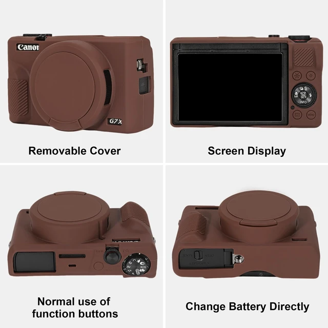 Alt view image 5 of 7 - Bundle Case for Canon PowerShot G7X Mark III Digital Camera, Brown | Canon G7X Mark III Case | 2in1 Kit: Hard Travel Carrying Case with Wrist Strap+Soft Silicone Case with Removable Lens Cover