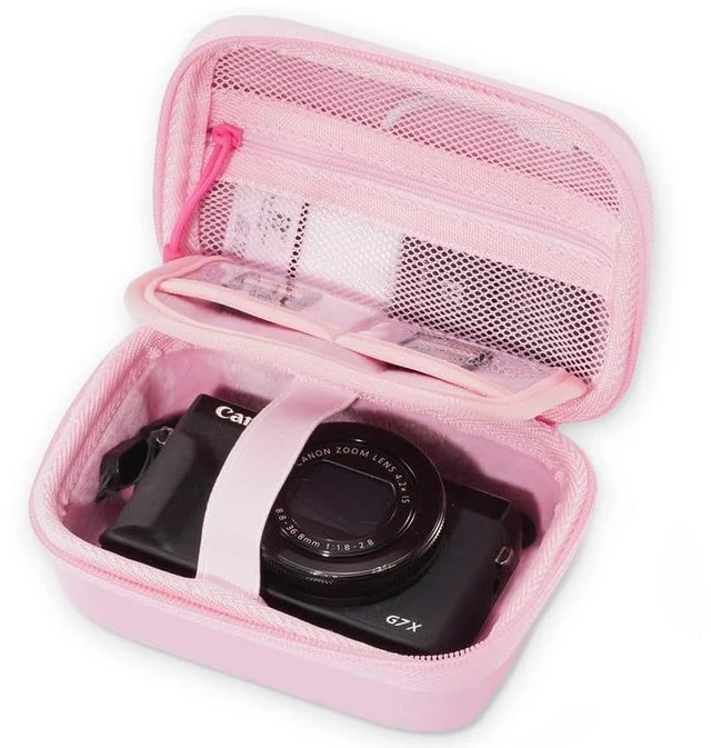 Main image of Hard Shell Digital Camera Case for Canon G7X Mark III -Pink | Compact Small Cameras Travel Carrying Storage Bag for Sony Cybershot, PowerShot SX740, Ricoh GR III, Kodak Pixpro