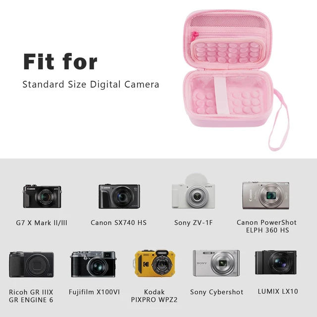 Alt view image 2 of 7 - Hard Shell Digital Camera Case for Canon G7X Mark III -Pink | Compact Small Cameras Travel Carrying Storage Bag for Sony Cybershot, PowerShot SX740, Ricoh GR III, Kodak Pixpro