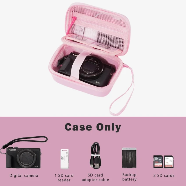 Alt view image 5 of 7 - Hard Shell Digital Camera Case for Canon G7X Mark III -Pink | Compact Small Cameras Travel Carrying Storage Bag for Sony Cybershot, PowerShot SX740, Ricoh GR III, Kodak Pixpro