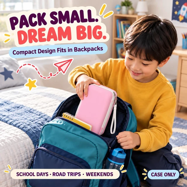 Alt view image 5 of 7 - Kids Instant Print Camera Case for DYLANTO for ESOXOFFORE Cameras | Portable Digital Camera Case Organizer for ETIKEZ for YTETCN for DUDUDRAGON with Pocket for Accessories (Box Only)-Pink