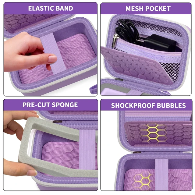 Alt view image 4 of 7 - Digital Camera Case for Kodak PIXPRO FZ45 FZ55 for Travel, Purple | Fits Cameras up to 4.33 x 3.07 x 2.3 in, Pre-Cut Foam, Elastic Strap&Hand Strap, Mesh Pocket for Accessories, Case Only