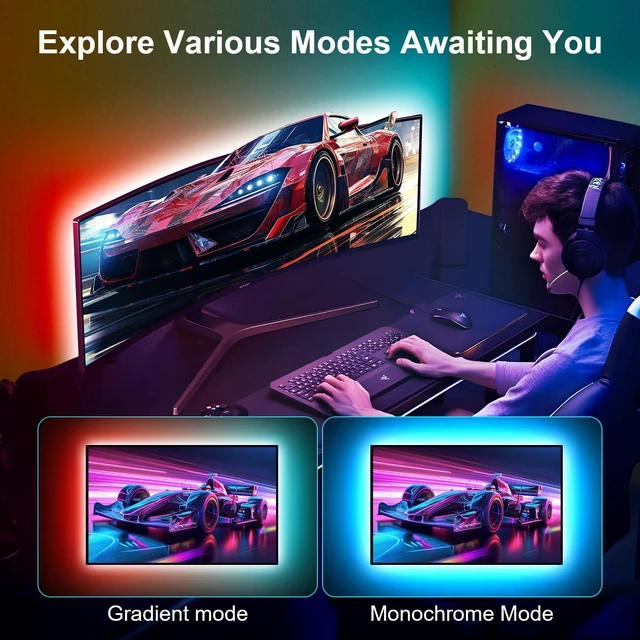 Alt view image 5 of 6 - LED Lights for TV, 13.2ft TV LED Backlight for 32-65 Inch, RGB LED Strip Lights Behind TV, APP Remote Control Music Sync TV Led Lights for Bedroom