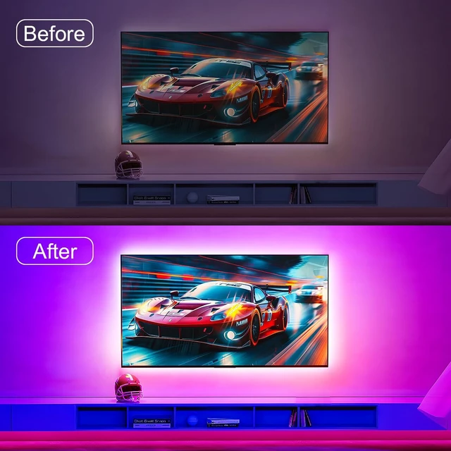 Alt view image 2 of 6 - LED Lights for TV, 13.2ft TV LED Backlight for 32-65 Inch, RGB LED Strip Lights Behind TV, APP Remote Control Music Sync TV Led Lights for Bedroom