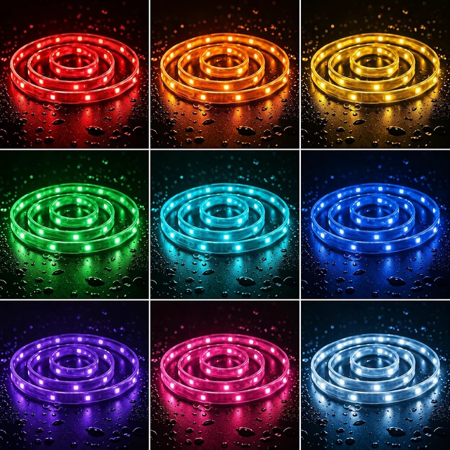 Alt view image 4 of 7 - Waterproof Battery Powered 6.6ft RGB LED Strip Lights, with 44-Key Remote and APP Control & Music Sync Mode, Color Changing Smart Light Strip for Dorm TV Backlight Bedroom Party Decor