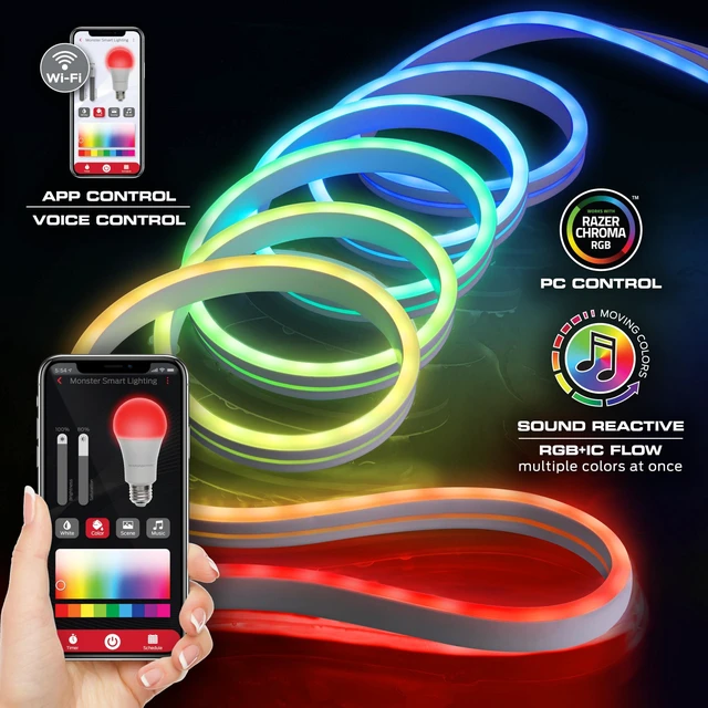 Alt view image 2 of 7 - MOW71005ICM 16.4 Ft. RGB + IC Flow Flexible Neon Outdoor LED Smart Light Strip