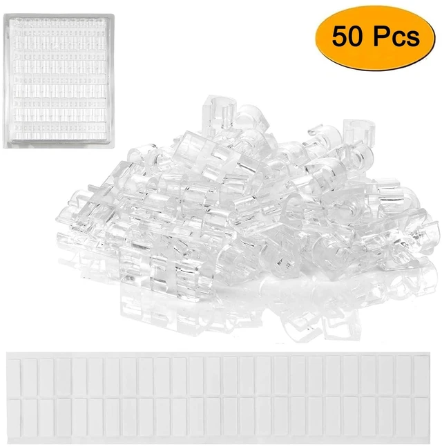 Alt view image 2 of 7 - 50 Pcs Self Adhesive Cable Management Clips, Cable Organizers Sticky Wire Clips Cord Holder for TV PC Laptop Ethernet Cable Desktop Home Office (Transparent)
