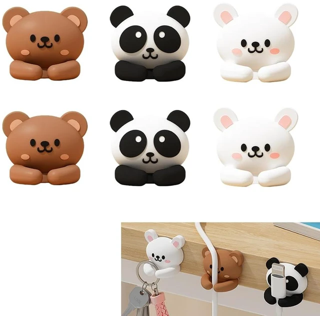 Main image of 6pcs Cute Animal Cable Organizer Adorable Panda Rabbit Bear Shaped Cable Clips Desk Cable Management Cord Holder for Nightstand Headphones Chargers USB Cables