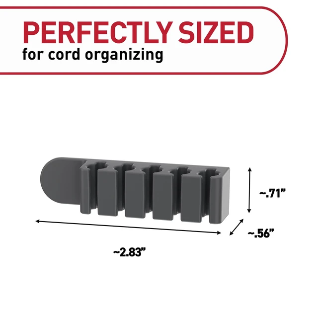 Alt view image 2 of 7 - 5-Cord Clip Organizer, Black, 4 Clips, 8 Medium Strips | Cord Clip Organizer For Cable Mnagement, Keeps Electronic Cords Hidden, Good For Gaming Setups, Damage Free Cord Organizing